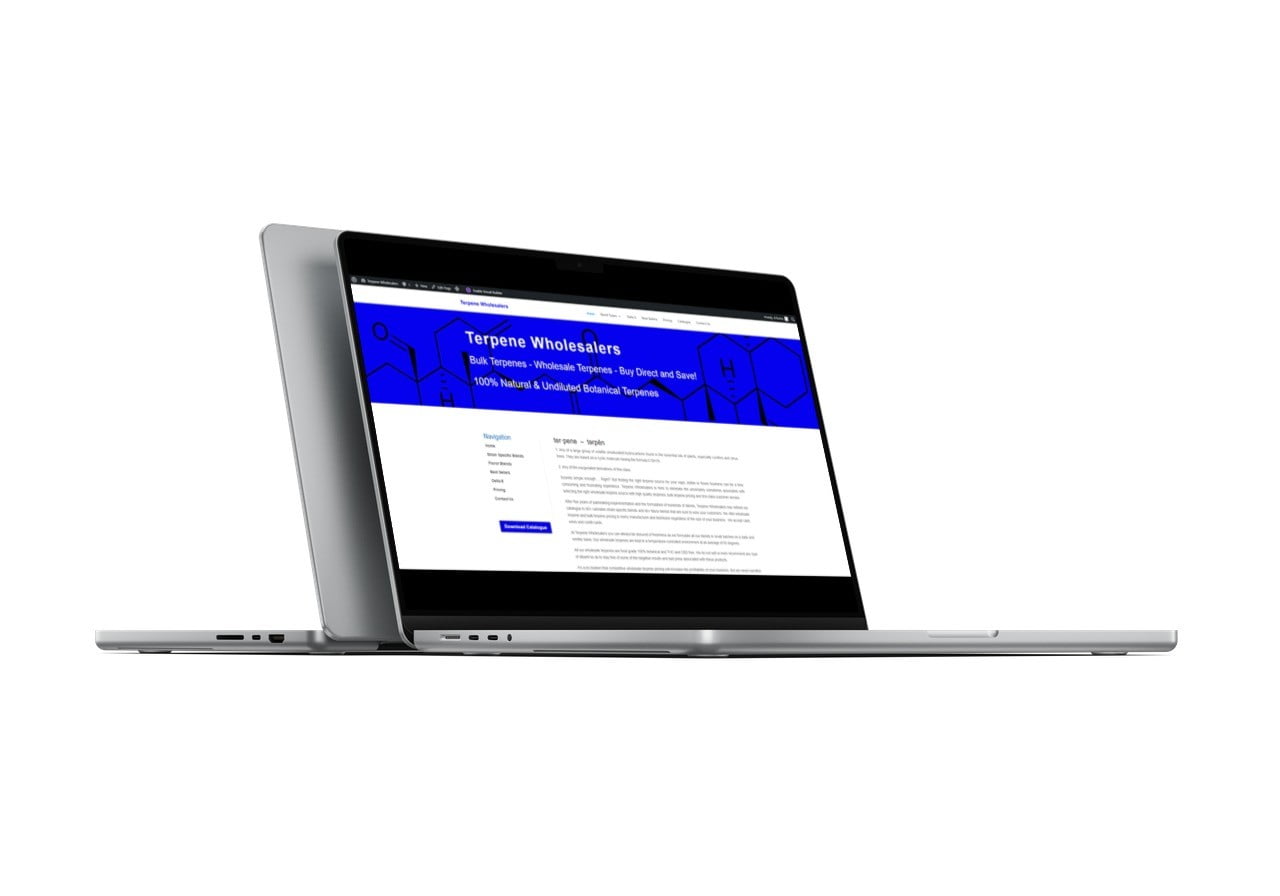 Terpene Wholesaler website on laptop